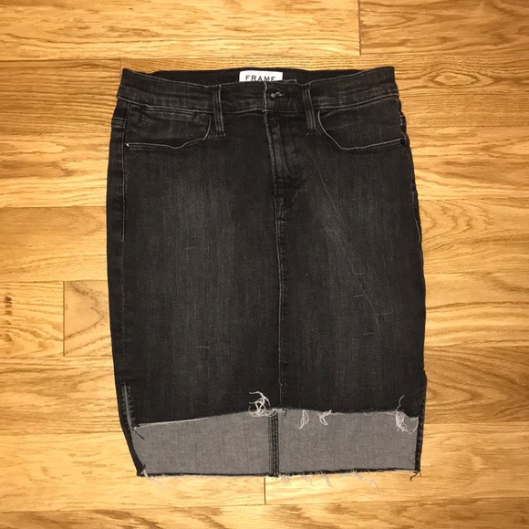 Frame Denim High Low Grey Denim Skirt